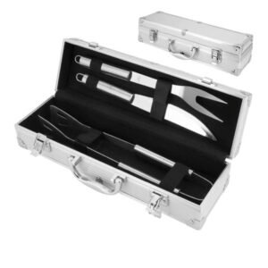 Kit Para Churrasco Maleta Com 3 Peças Em Inox